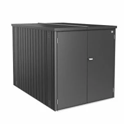Castorama MiniGarage Métal Biohort 203 X 122 X H.145 Cm Gris Foncé Métallique